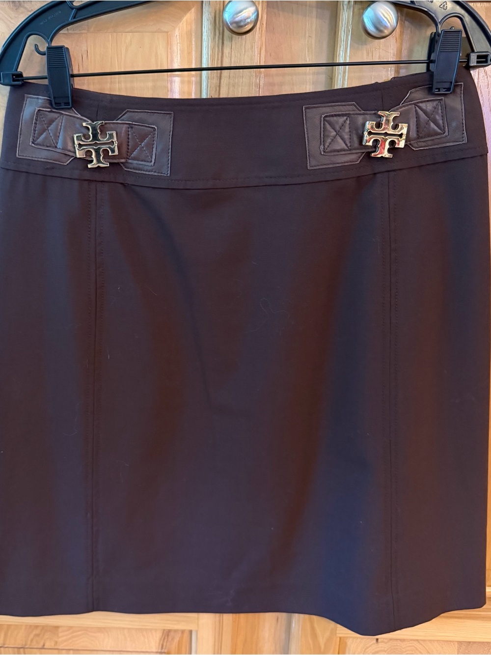 Tory Burch Brown Logo-Accent Skirt Size 8 New